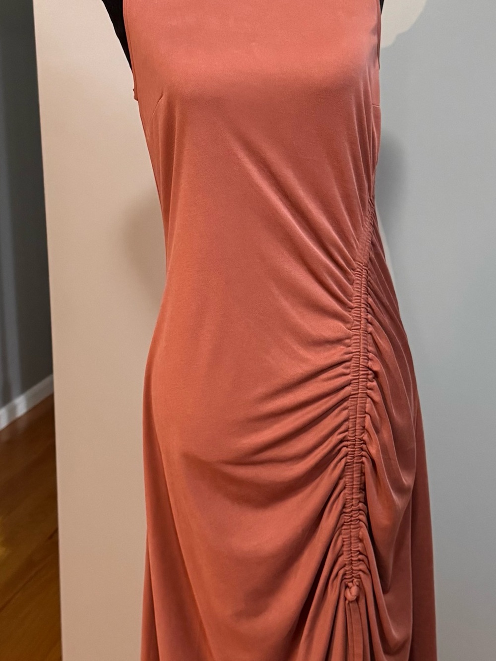 LOFT Sleeveless Asymmetrical Ruched Dress in Dusty Rose
